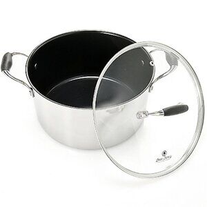 Tri-Ply 8qt Deep Stock Pot w/ Dual Handles & Lid